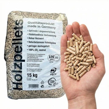 Deutsche Holzpellets – 6 mm | zertifiziert | Sack 15 kg | trockenerer Brennstoff