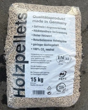 Holzpellets Deutsch – Zertifiziert 6 mm | Sack 15 kg | Palette 975 kg