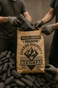 Holzkohle für Grill – 12 kg | Bieszczad Schwarze Diamanten Premium
