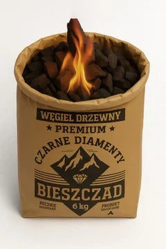 Holzkohle für Grill – 12 kg | Bieszczad Schwarze Diamanten Premium